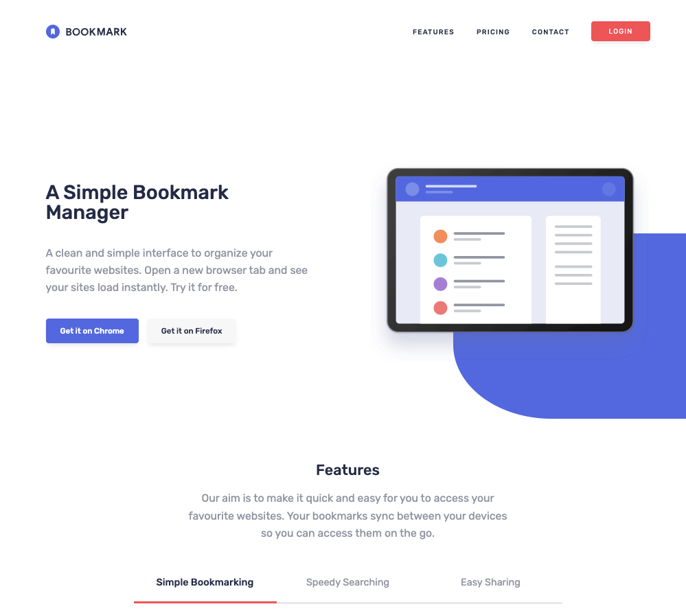 Bookmark Landing Page